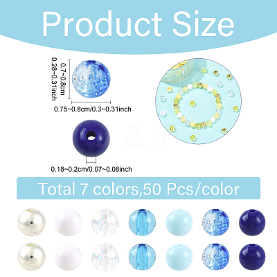 350Pcs 7 Colors Transparent  & Opaque Acrylic Beads MACR-YW0004-79-1