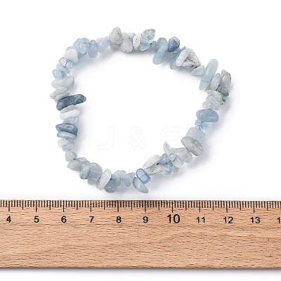 Natural Aquamarine Chip Beaded Stretch Bracelets for Women Men X-BJEW-K277-01-1