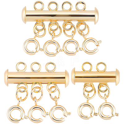 3Pcs 3 Styles Holes Brass Slide Lock Clasps KK-BBC0027-60-1