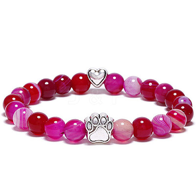 Natural Agate Bead Stretch Bracelets for Women Men XZ2326-6-1