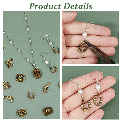 120Pcs 6 Styles Tibetan Style Alloy Pendants FIND-HS0002-13B-1