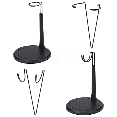 Adjustable Iron Doll Stands with Plastic Base ODIS-WH0331-18-1