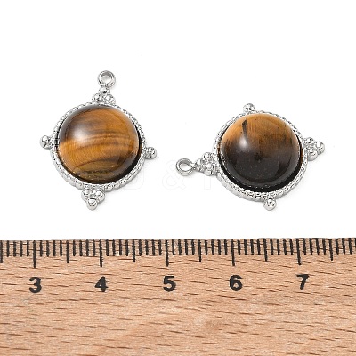 304 Stainless Steel & Natural Tiger Eye Pendants SA-CBA11D7-05P-1
