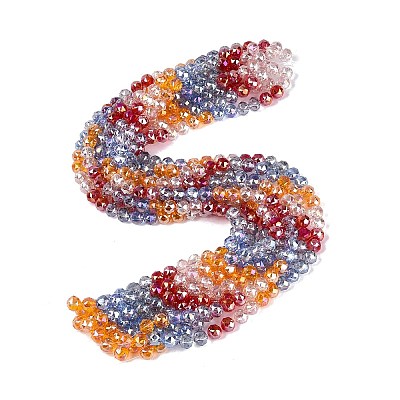 Electroplate Transparent Glass Beads Strands EGLA-Q135-8MM-C01-1