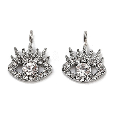 304 Stainless Steel Micro Pave Cubic Zirconia Charms STAS-K302-01B-P-1