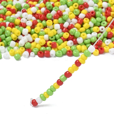 4 Colors Christmas 8/0 Glass Round Seed Beads SEED-X0058-03B-1