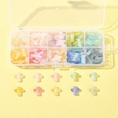 130Pcs 10 Colors Gradient Color Transparent Acrylic Beads OACR-FS0002-05-1