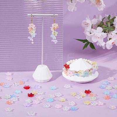 154Pcs 11 Colors Baking Paint Handmade Lampwork Bead Caps LAMP-DC0001-29-1