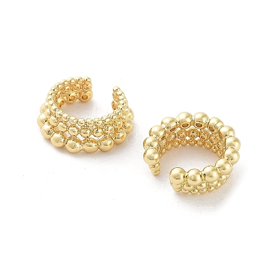 Round Ball Brass Cuff Earrings EJEW-D088-13G-1