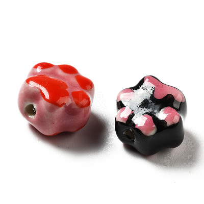 Handmade Printed Porcelain Beads PORC-F005-02-1