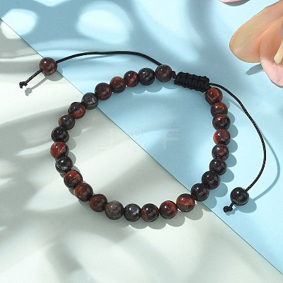 Synthetic Tiger Eye Round Bead Adjustable Braided Bracelets UO3136-16-1-1