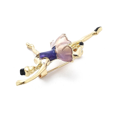 Dancer Alloy Purple & Pink Enamel Pin Brooches JEWB-C037-06G-1