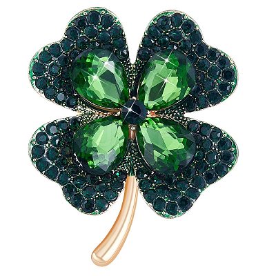 Cubic Zirconia Clover Brooch Pin JBR105A-1