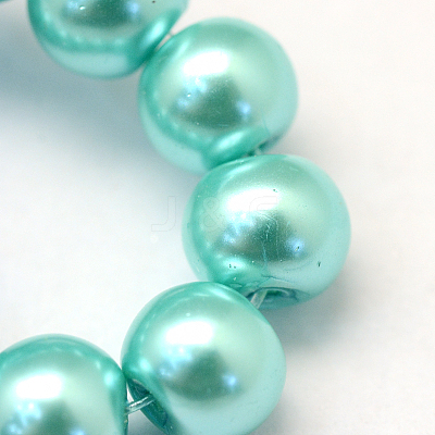 Baking Paint Pearlized Glass Pearl Round Bead Strands X-HY-Q330-8mm-65-1
