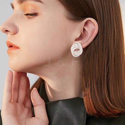 4 Pairs 4 Style Alloy Round Knot Clip-on Earrings for Women EJEW-AN0004-31-1