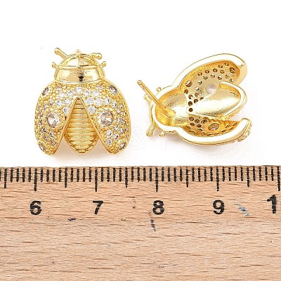 Brass Micro Pave Clear Cubic Zirconia Stud Earrings EJEW-F400-03A-G-1