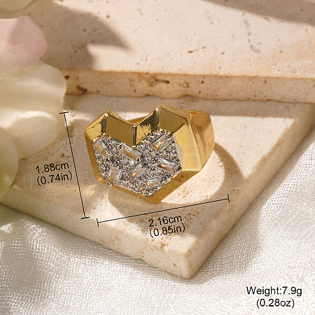 Brass Micro Pave Clear Cubic Zirconia Cuff Rings FS-WGA555F-05-1