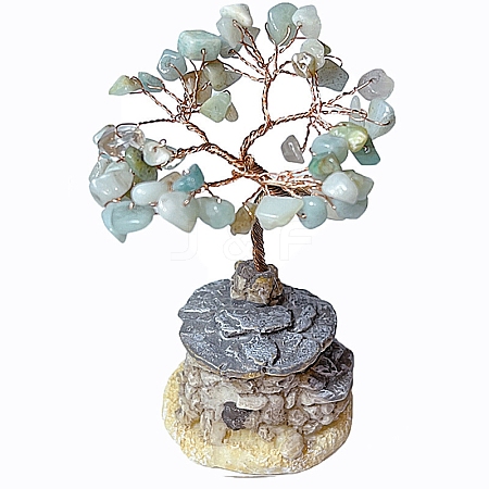 Natural Flower Amazonite Chips Tree Decorations PW-WG91240-11-1