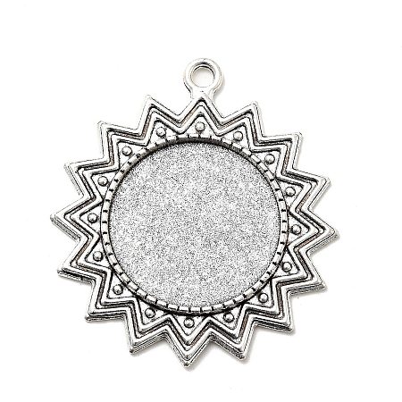 Tibetan Style Alloy Sun Pendant Cabochon Settings X-TIBEP-N003-70AS-1