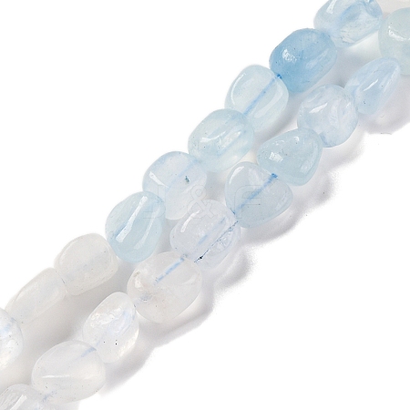 Natural Rainbow Moonstone & Aquamarine Beads Strands G-L610-B03-01-1