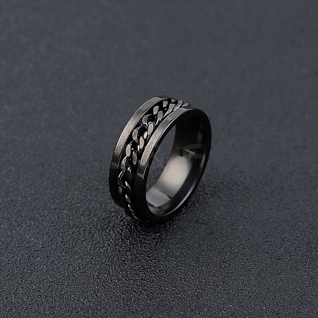 304 Stainless Steel Rotatable Chain Finger Rings for Men FS-WG60CA3-36-1