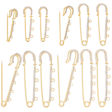 16Pcs 4 Styles Iron Rhinestone Safety Pins FIND-SC0022-25G-1