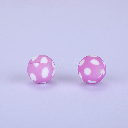 Printed Round Silicone Focal Beads SI-JX0056A-48-1