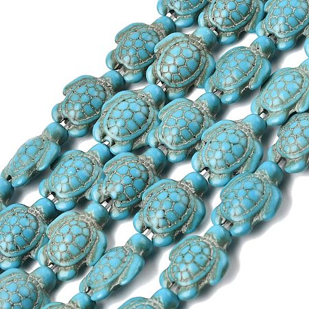 Synthetic Turquoise Beads Strands G-E456-35E-11x14mm-02-1
