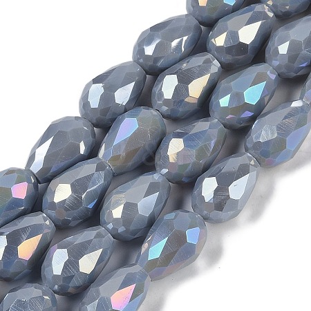 Opaque Solid Color Electroplate Glass Beads Strands EGLA-N013-P8mm-B05-1