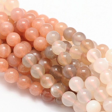 Round Natural Sunstone Bead Strands G-L425-26-6mm-1