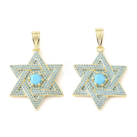 Brass Micro Pave Sky Blue Cubic Zirconia Pendants CU-CBA6938-04G-02-1