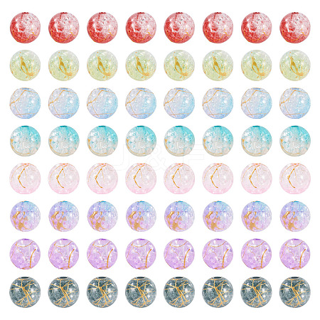 200Pcs 8 Colors Transparent Crackle Acrylic Beads DACR-TA0001-01-1