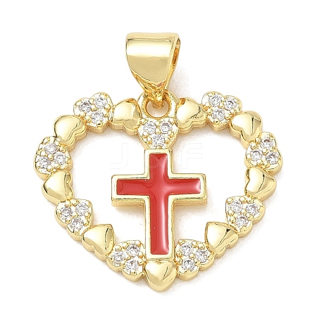 Religion Cross Brass Micro Pave Clear Cubic Zirconia Pendants CU-CBA83A6-03F-G03-1