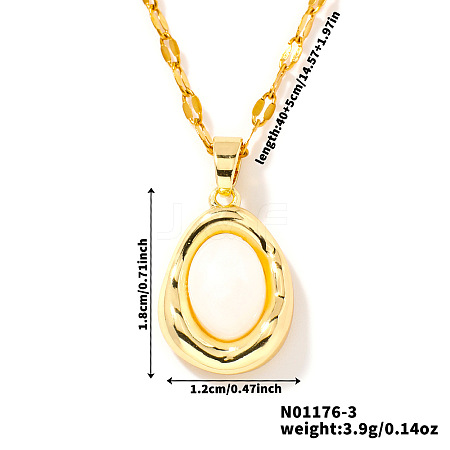 Elegant Oval Brass Pendant Necklaces LS-SC8993-3-1