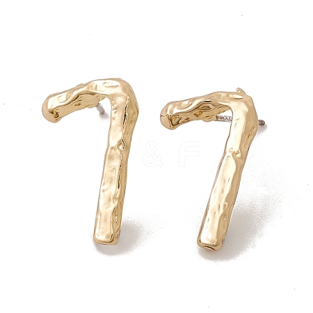 Brass Number Stud Earrings with 925 Sterling Silver Pins for Women EJEW-A077-01G-1