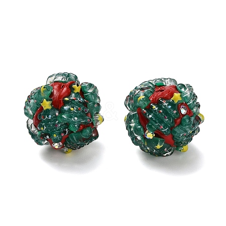 Christmas Theme Polymer Clay Rhinestone Beads with Resin X-RESI-Z045-01B-1