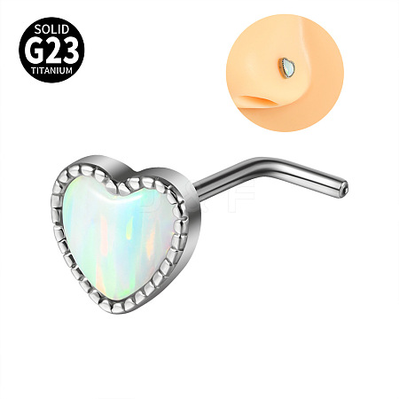 G23 Titanium & Imitation Opal L-Shaped Nose Rings WG62851-01-1