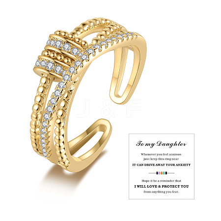 Brass Micro Pave Clear Cubic Zirconia Rotating Cuff Rings FS-WG95F24-05-1