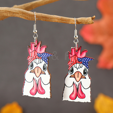 Print Wooden Dangle Earrings for American Independence Day LT3573-2-1