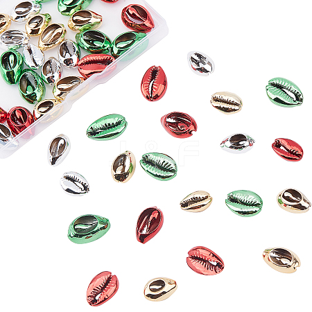 CHGCRAFT 48Pcs 4 Colors Electroplated Cowrie Shell Beads BSHE-CA0001-02-1