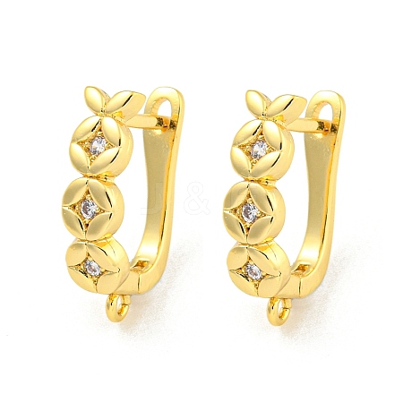 Rack Plating Brass Micro Pave Cubic Zirconia Hoop Earring Findings EJEW-C102-18G-1