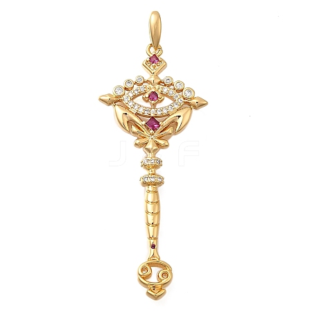 Brass Micro Pave Cubic Zirconia Big Pendants KK-B147-04G-02-1