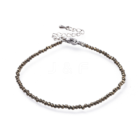 Natural Pyrite Bead Bracelets BJEW-JB04555-02-1
