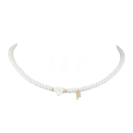 Brass Micro Pave Grade AAA Cubic Zirconia Letter Pendant Necklaces NJEW-JN04771-06-1