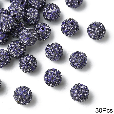 30Pcs Polymer Clay Rhinestone Beads RB-YW0001-26C-1