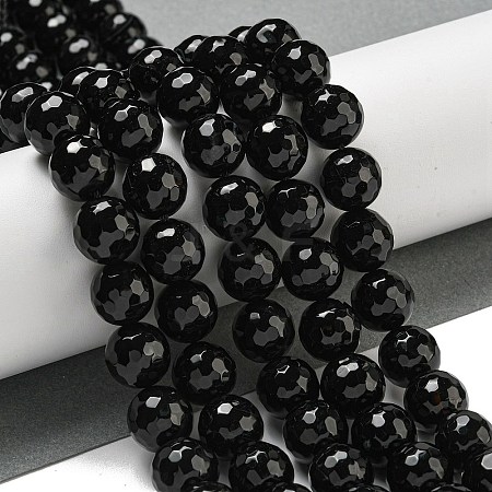 Faceted Natural Banded Agate Beads Strands G-F447-12mm-O09-1