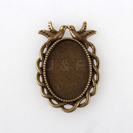 Vintage Tibetan Style Alloy Bird Pendant Cabochon Bezel Settings X-TIBEP-M018-32AB-NF-1