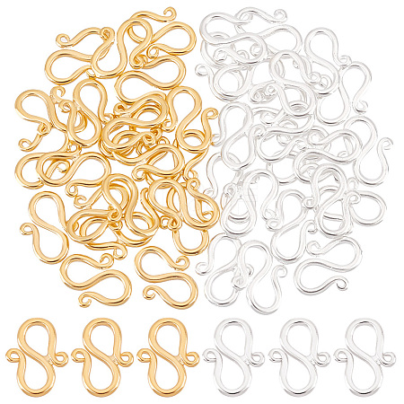   40Pcs 2 Colors Brass S-Hook Clasps KK-PH0006-19-1