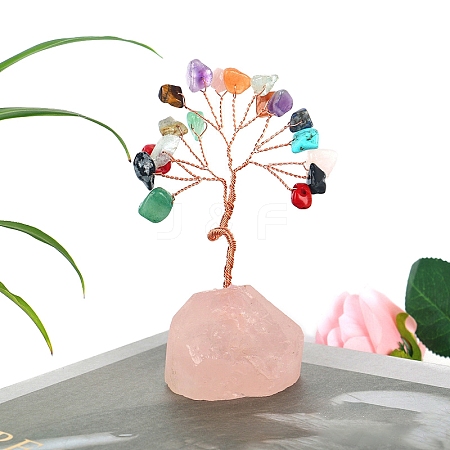 Natural Gemstone Chips Tree of Life Decorations PW-WGDDE68-03-1