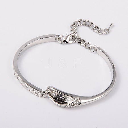Trendy Platinum Metal Alloy Rhinestone Bracelets BJEW-JL034-01-1